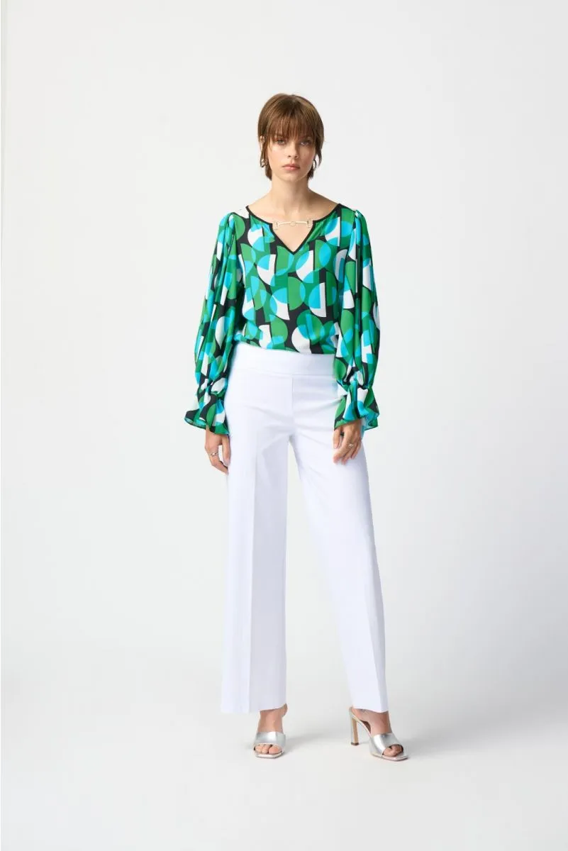 Joseph Ribkoff Black/Multi Retro Geometric Print Puff Sleeve Top 241116