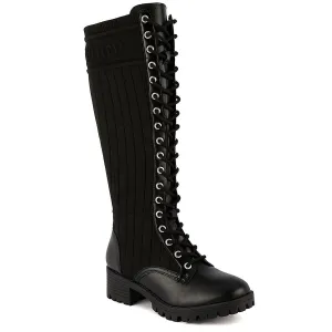Juicy Couture Womens OKtavia Lace-Up Knit Knee-High Boots