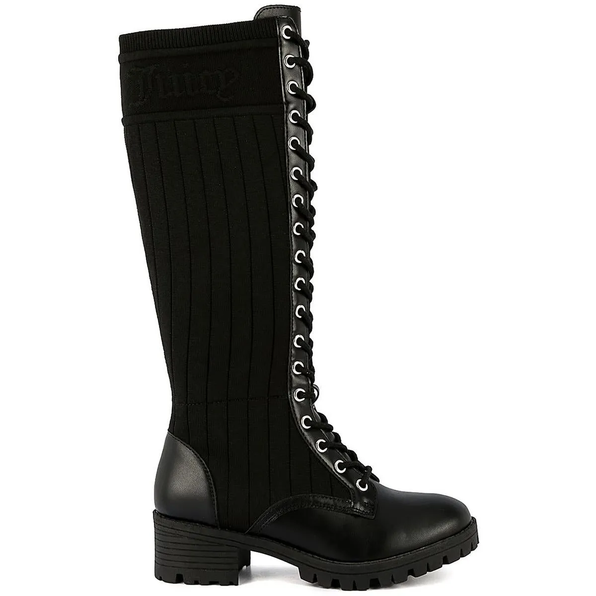 Juicy Couture Womens OKtavia Lace-Up Knit Knee-High Boots