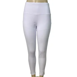 Kcuuteyg Womens White High-Waisted Leggings With Side Pockets Size XL - New