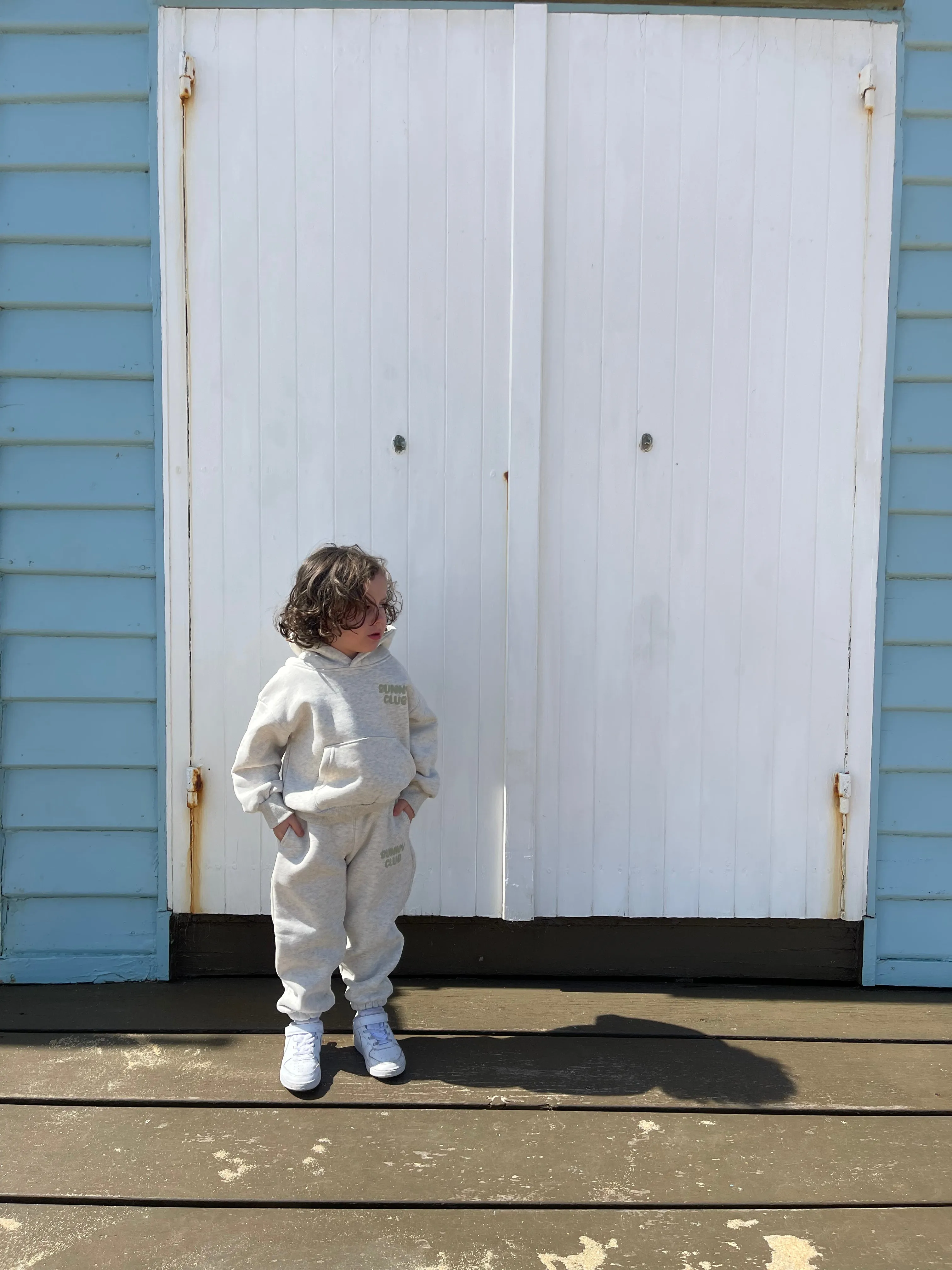 KIDS LIGHT GREY MARLE PUFF TRACKSUIT