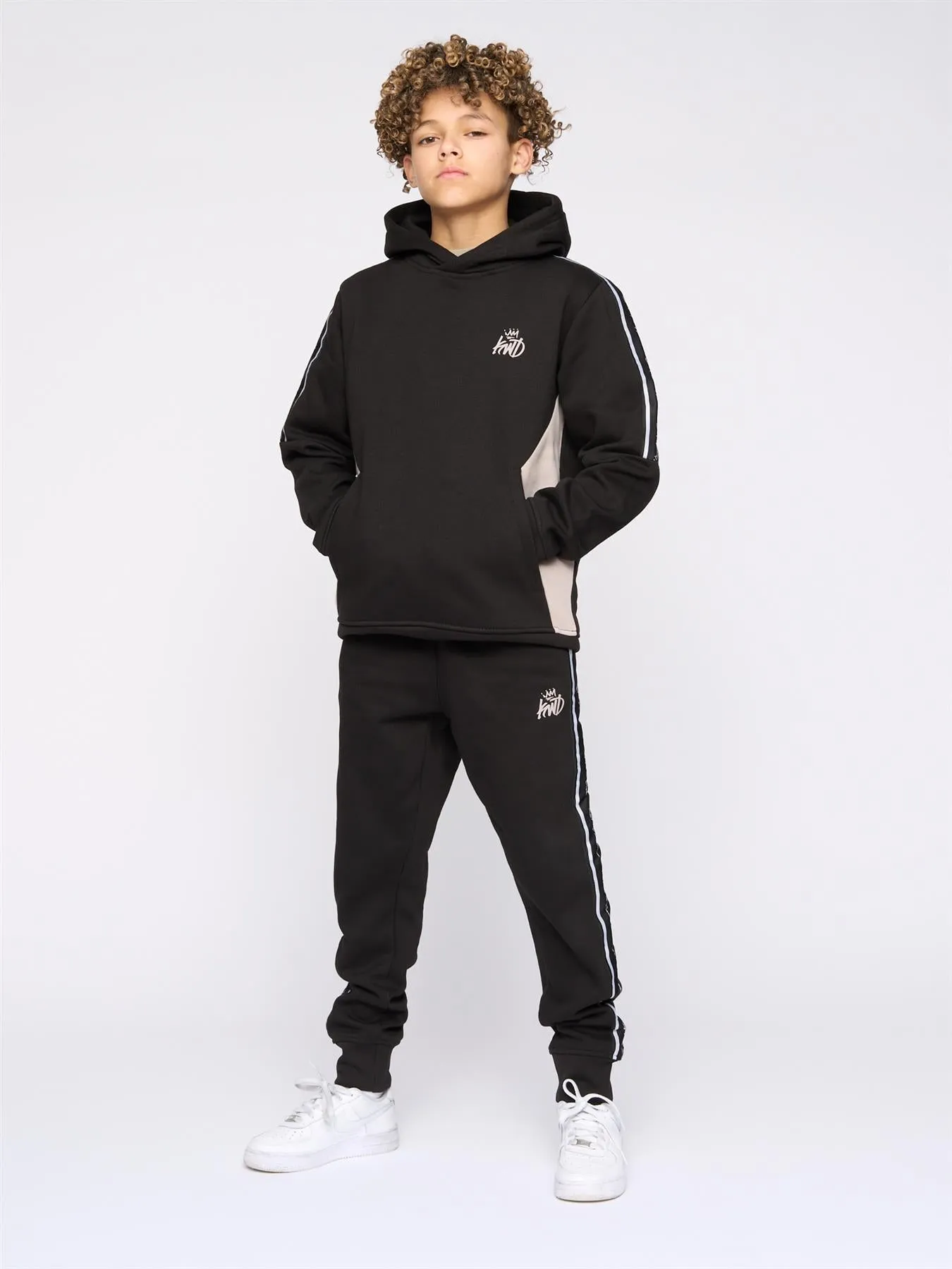 Kids Techy Taped Tracksuit Black