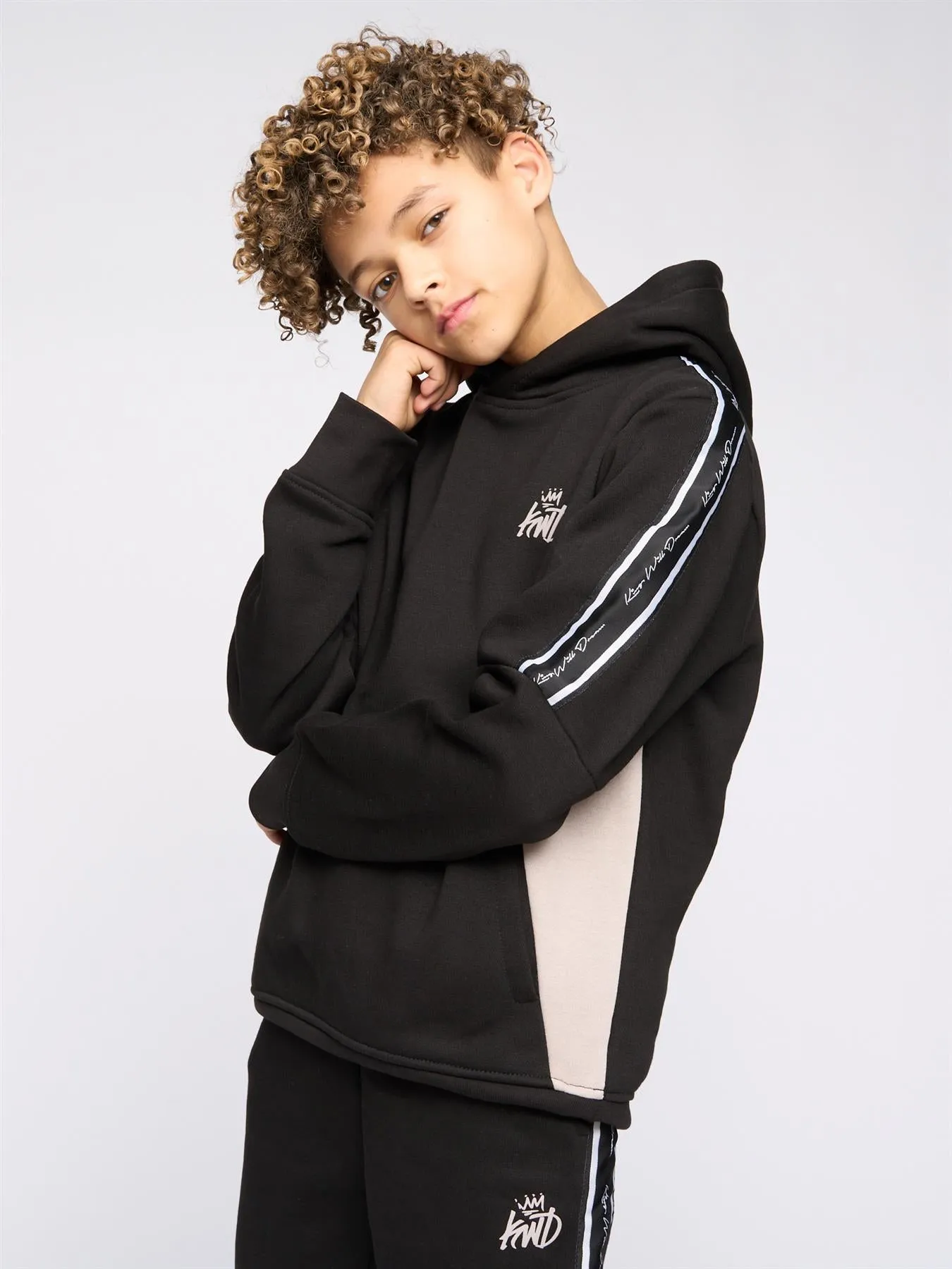 Kids Techy Taped Tracksuit Black