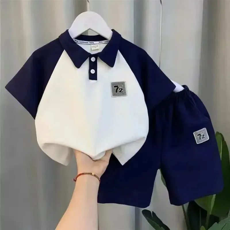 Kids Turn-down Collar Tracksuits Sets