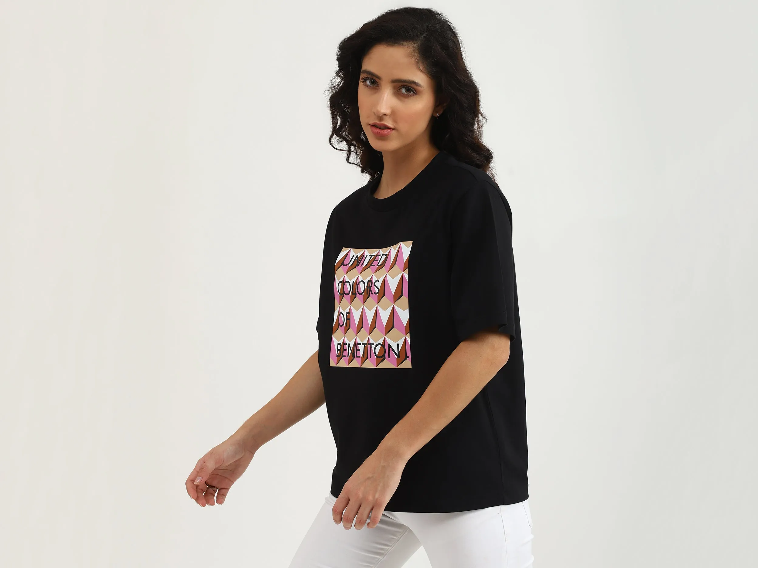 Ladies Round Neck Printed T-Shirt