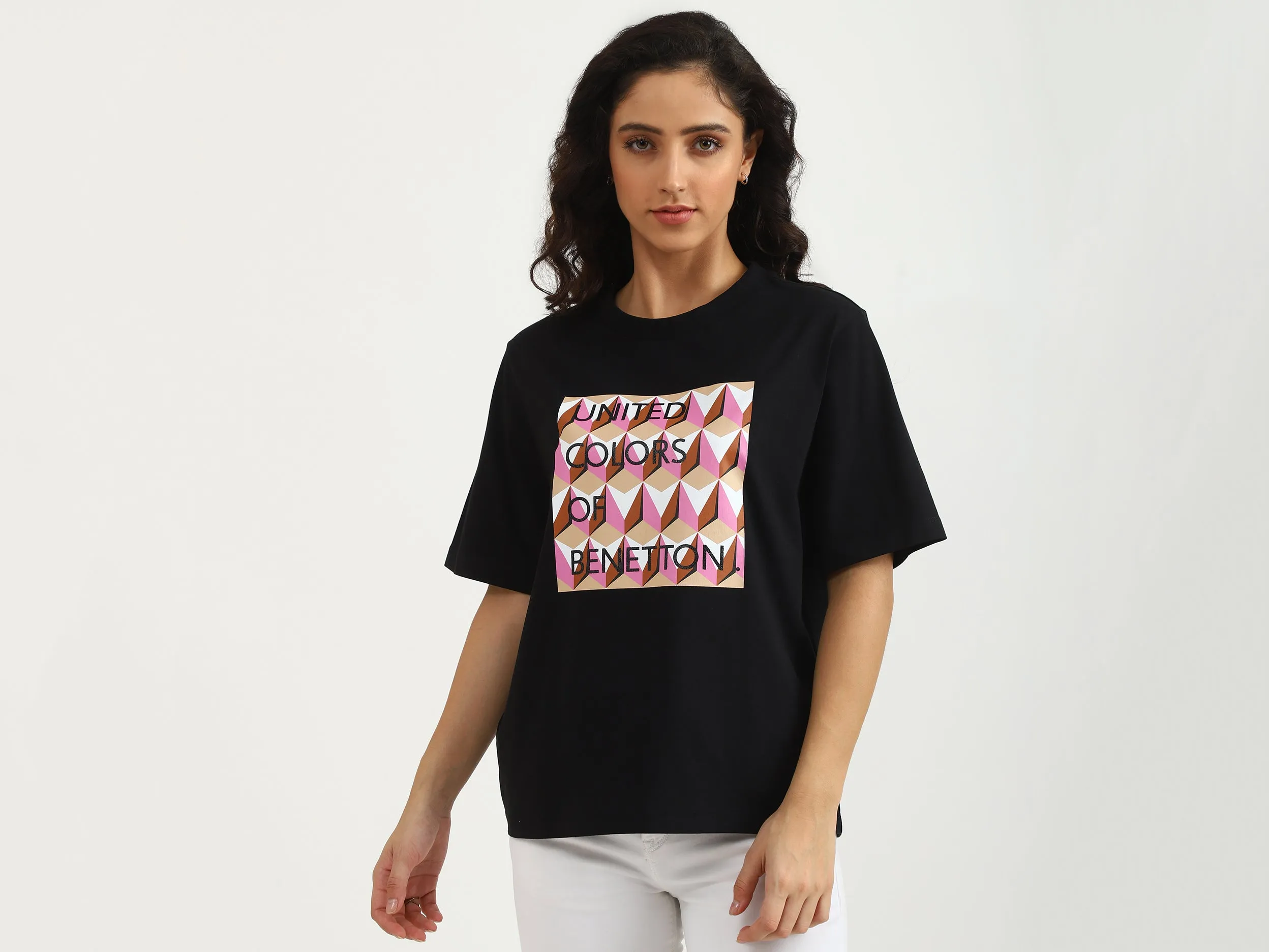 Ladies Round Neck Printed T-Shirt