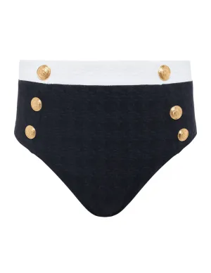 L'Agence Vanessa Color-Block High Waisted Bikini Bottom