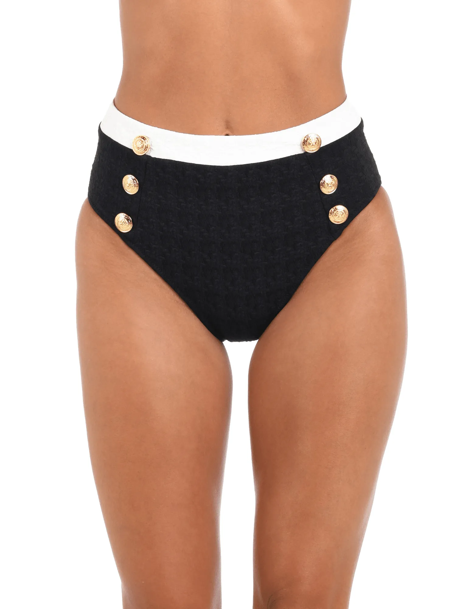 L'Agence Vanessa Color-Block High Waisted Bikini Bottom