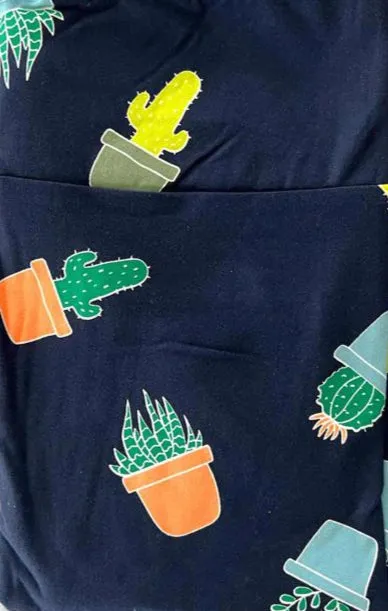 Leggings - Black Multi Cactus