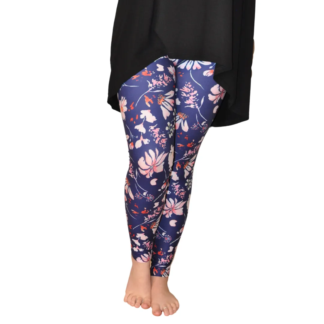 Leggings Full Length Floral Wash