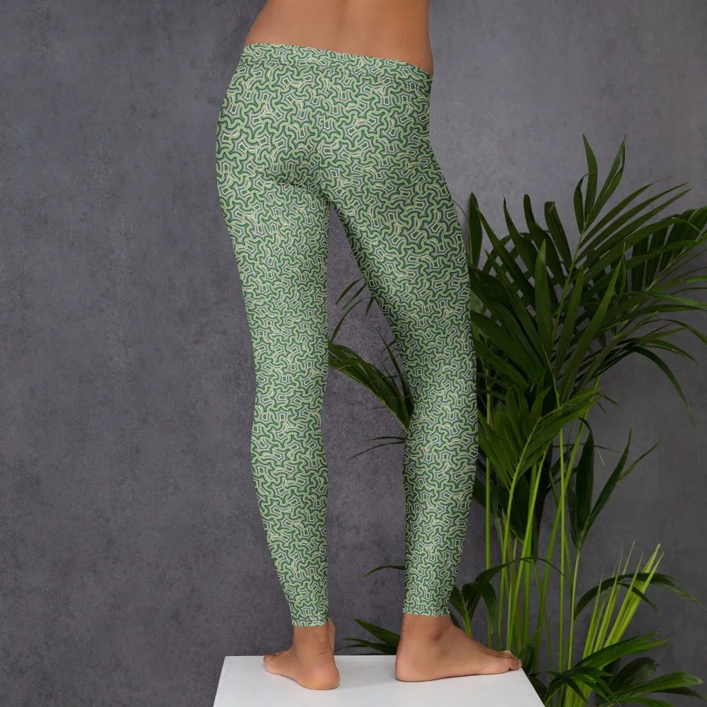 Leggings Geometric Pattern – Itzam Cream Green