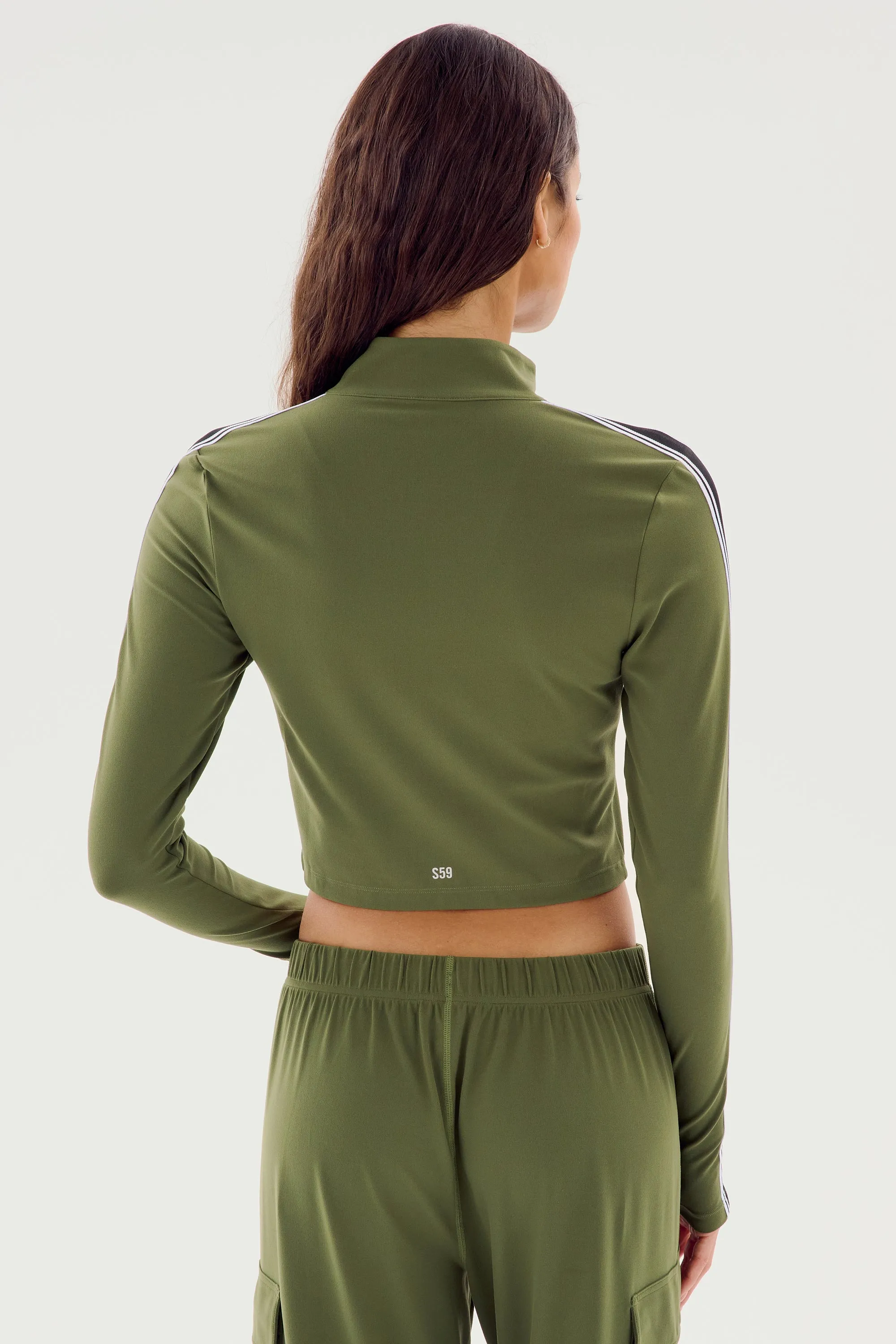 Leo Airweight Jacket Crop - Olive/White