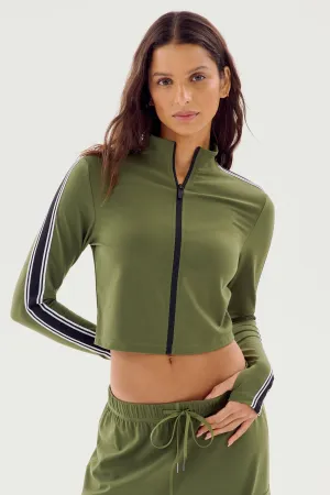 Leo Airweight Jacket Crop - Olive/White