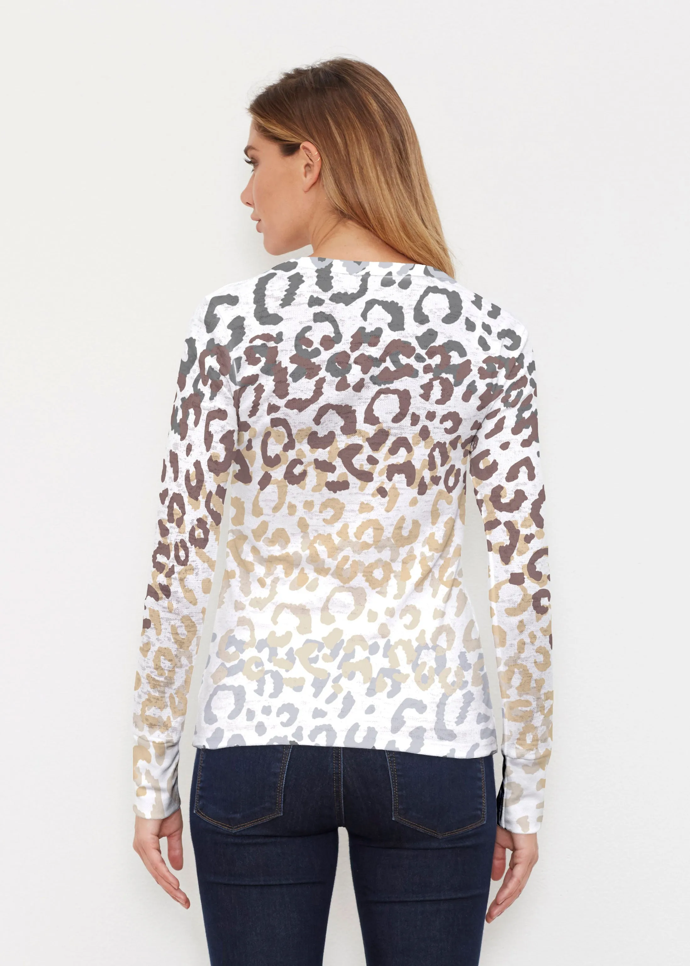 Leopard Ombre (7845) ~ Thermal Long Sleeve Crew Shirt