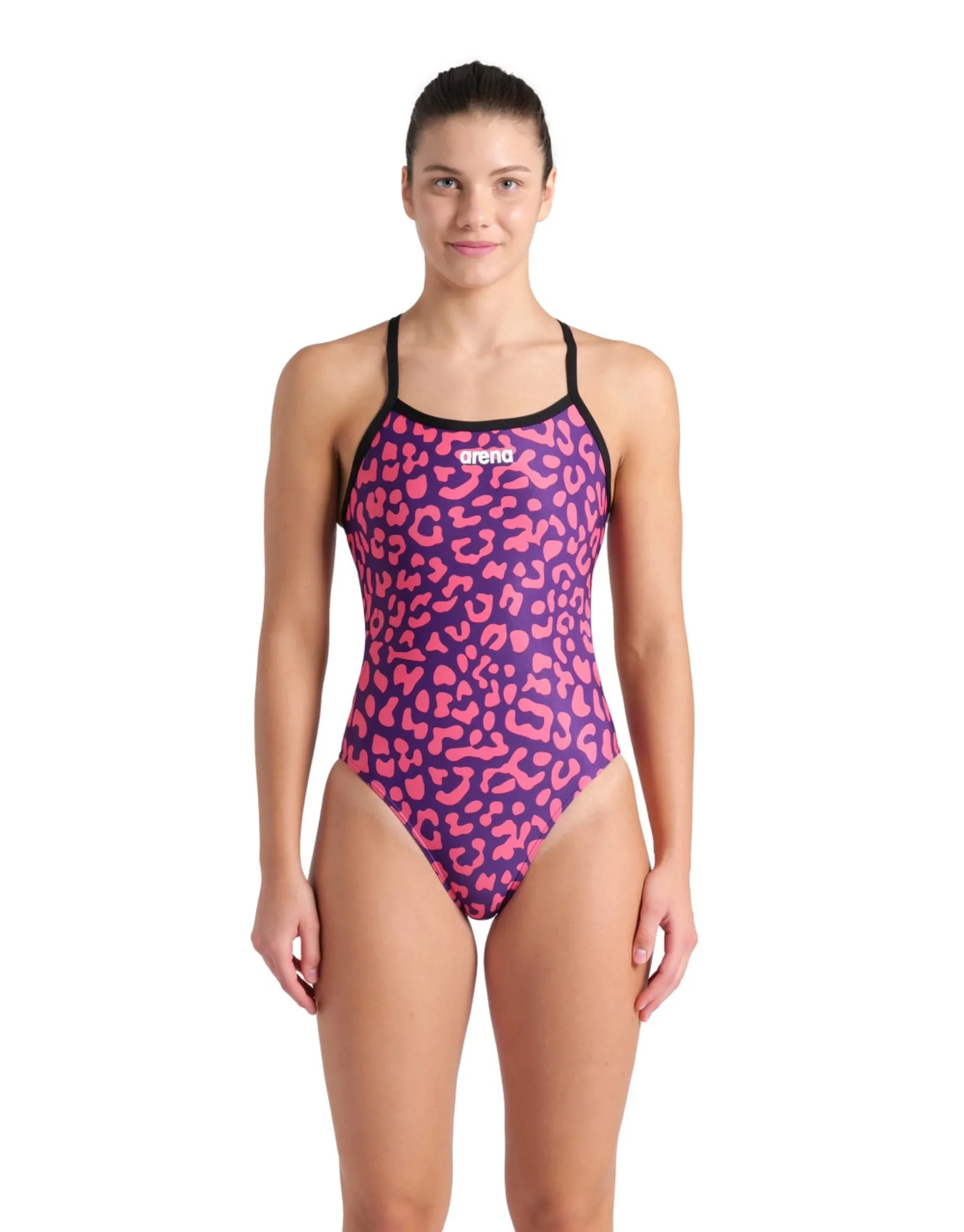 Leopard Printed Challenge Back Swimsuit - Fuchsia Multi/Black