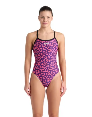 Leopard Printed Challenge Back Swimsuit - Fuchsia Multi/Black