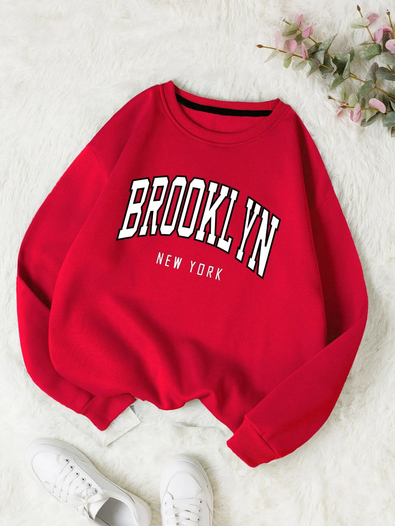 Letter Graphic Thermal Lined Sweatshirt,Long Sleeve Tops