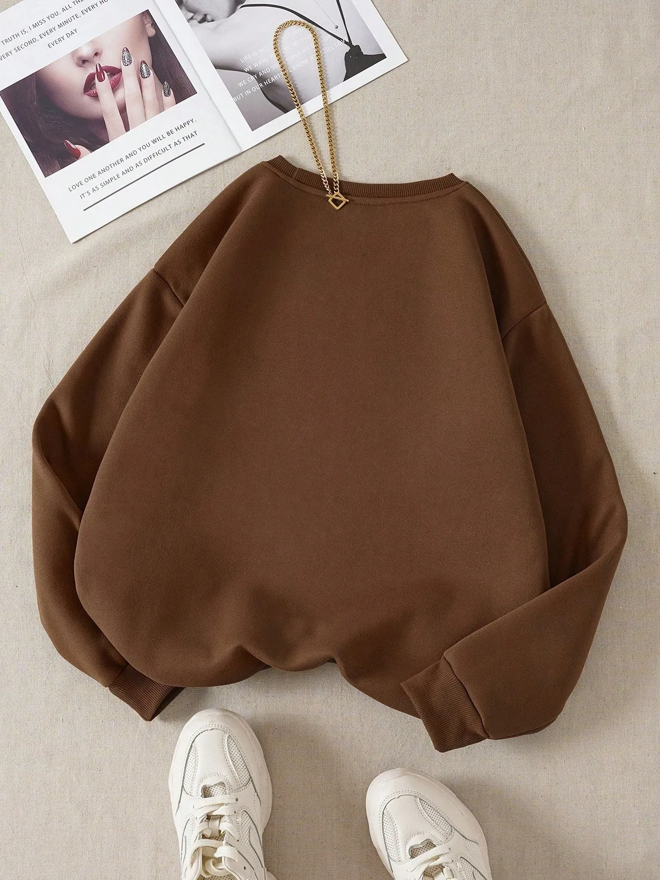 Letter Graphic Thermal Lined Sweatshirt,Long Sleeve Tops