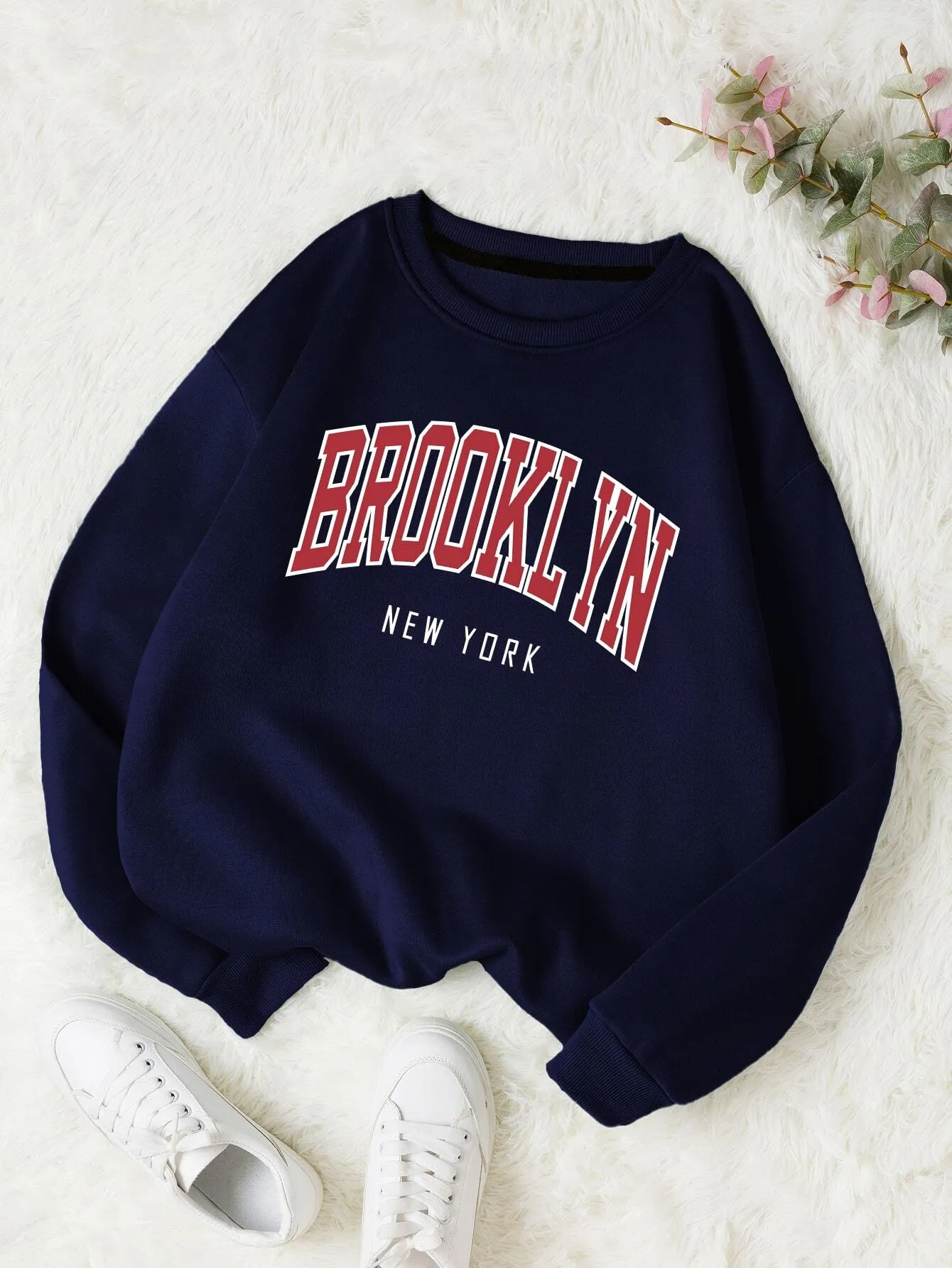 Letter Graphic Thermal Lined Sweatshirt,Long Sleeve Tops