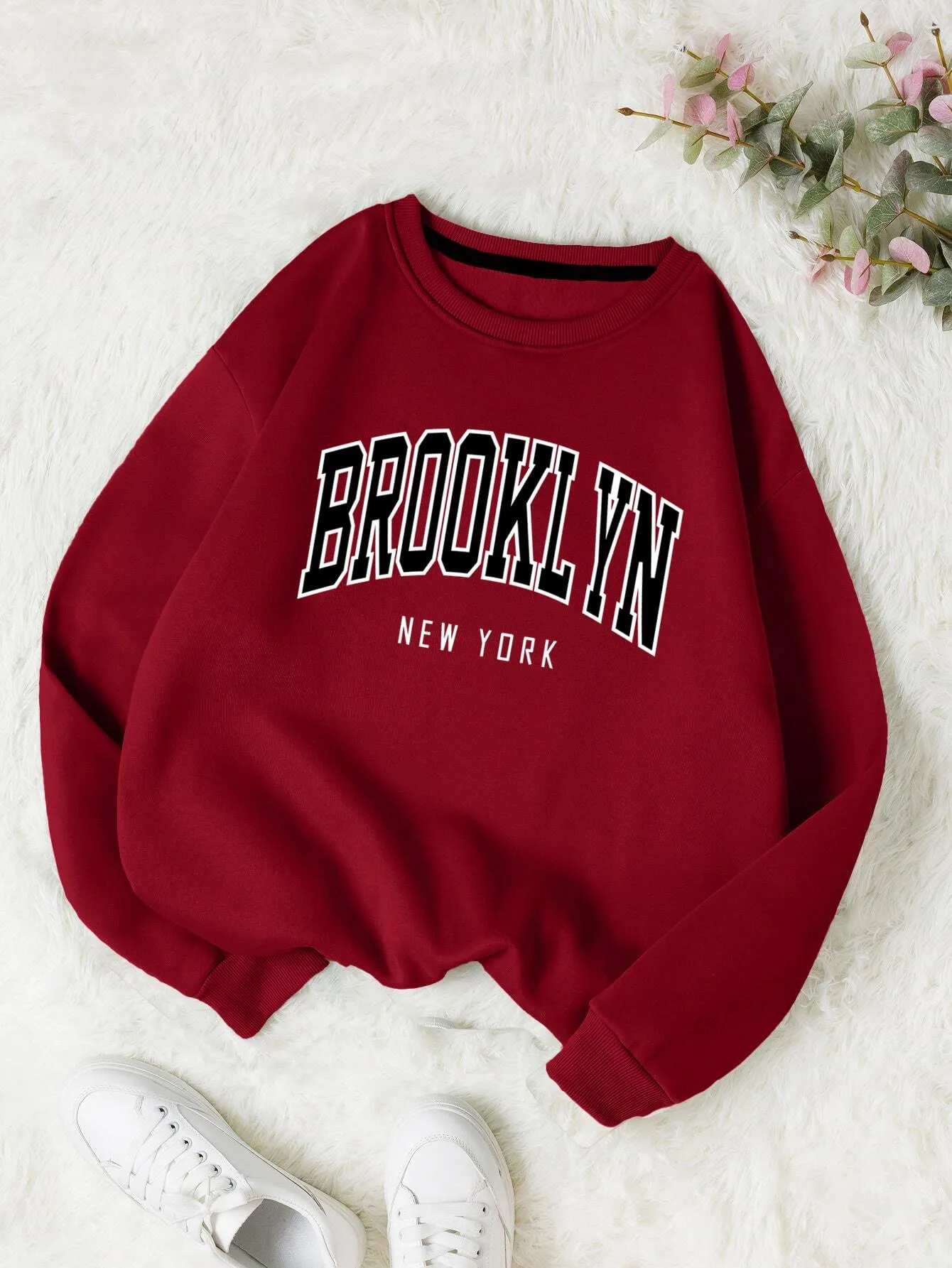 Letter Graphic Thermal Lined Sweatshirt,Long Sleeve Tops