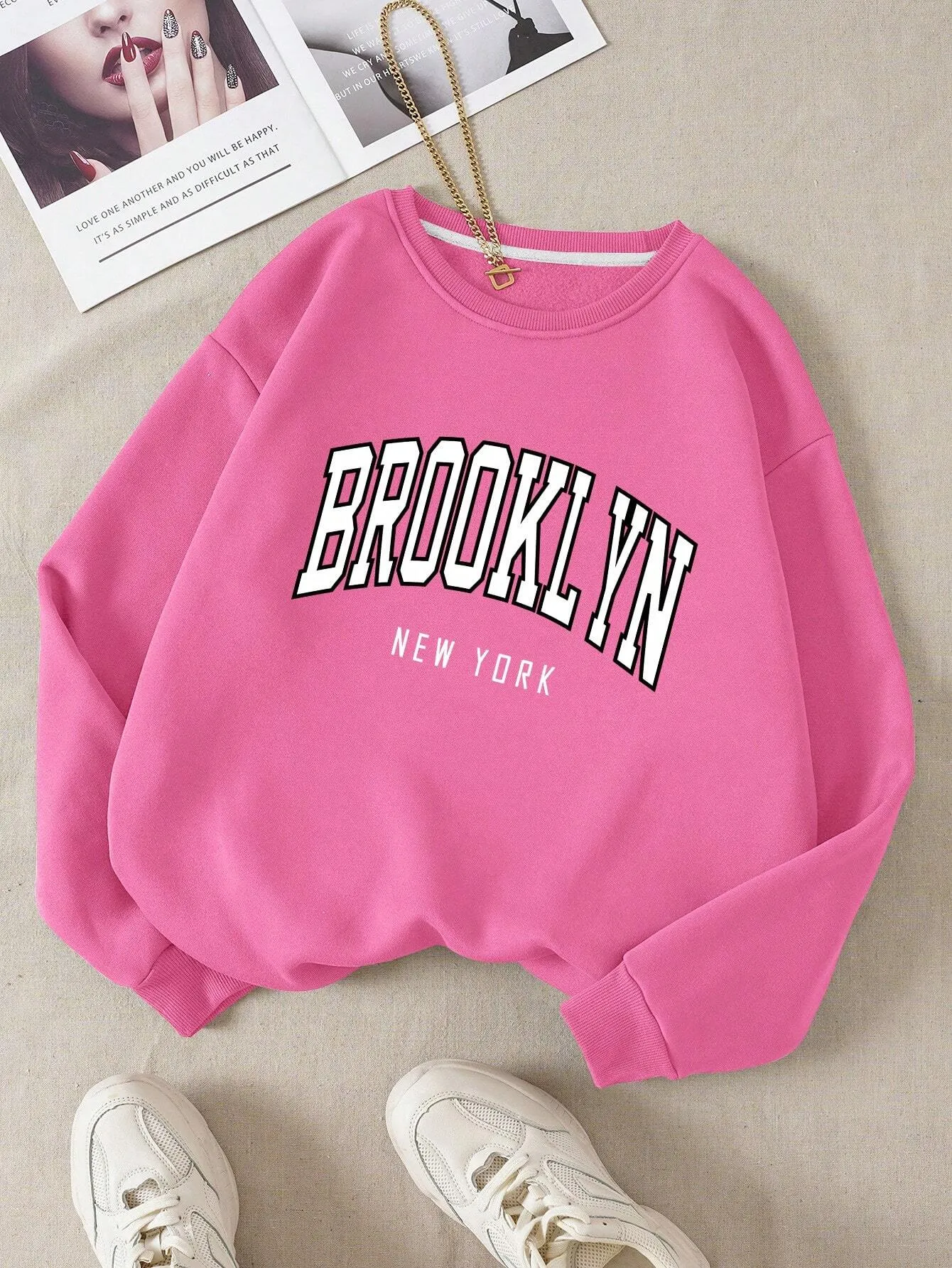 Letter Graphic Thermal Lined Sweatshirt,Long Sleeve Tops