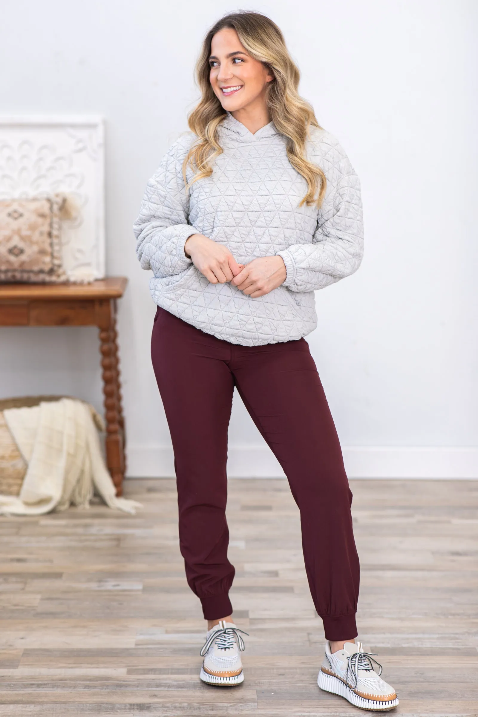 Light Grey Thermal Quilted Hoodie