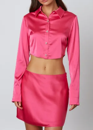 Long Sleeve Button Down Cropped Top