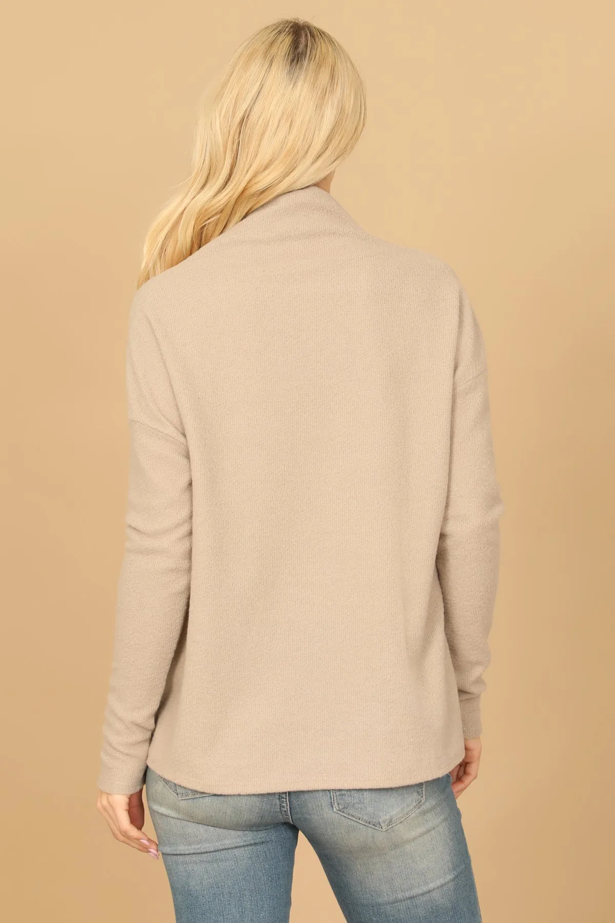 LONG SLEEVE COWL NECK SOLID TOP