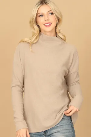 LONG SLEEVE COWL NECK SOLID TOP