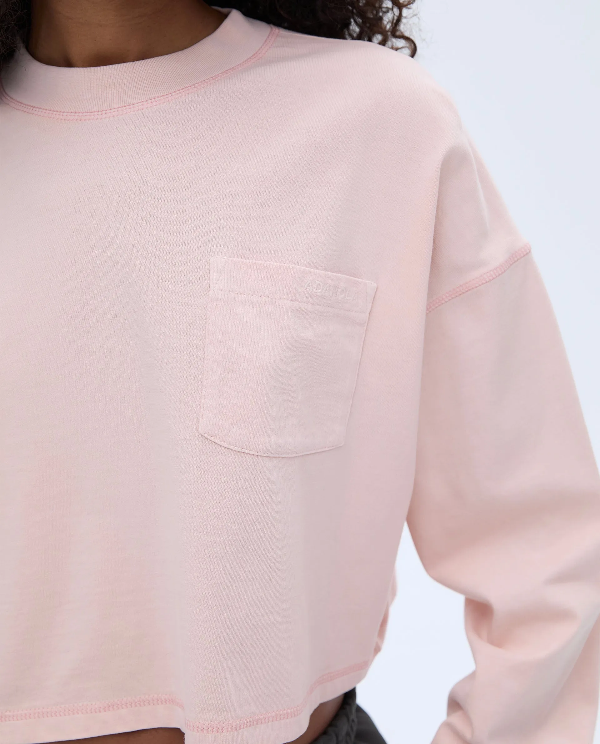 Long Sleeve Pocket T-shirt - Blush Pink
