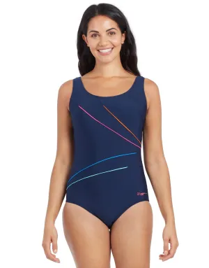 Macmasters Scoopback Swimsuit - Navy/Multicolour