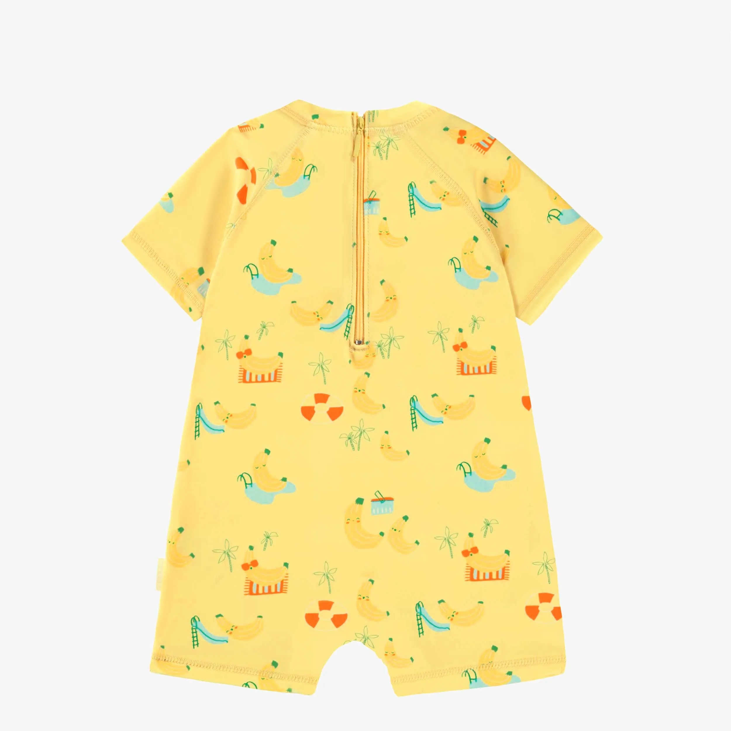 Maillot de bain une-pièce jaune à motif de bananes, bébé || Yellow one-piece swimsuit with banana all over print, baby