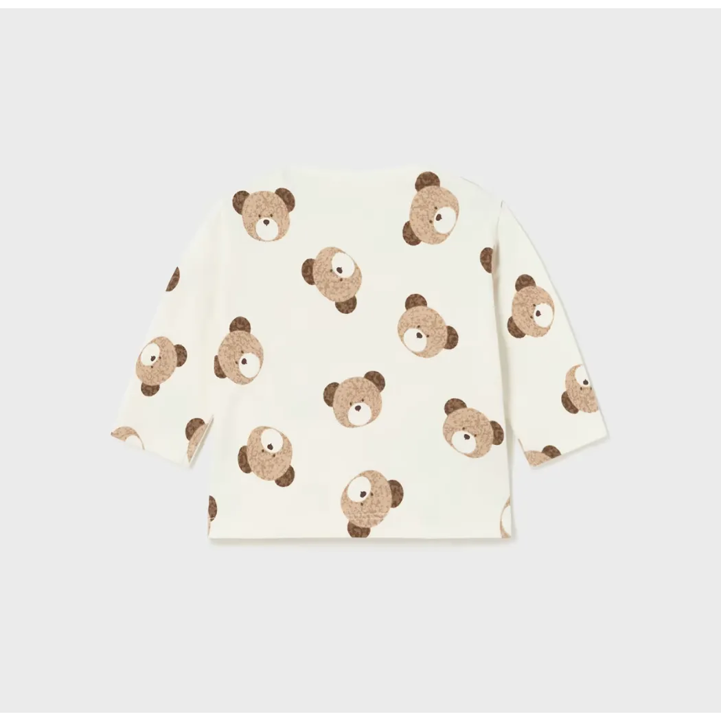 Mayoral Cream Long Sleeve Bear Tees