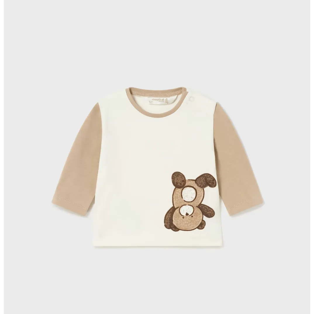 Mayoral Cream Long Sleeve Bear Tees