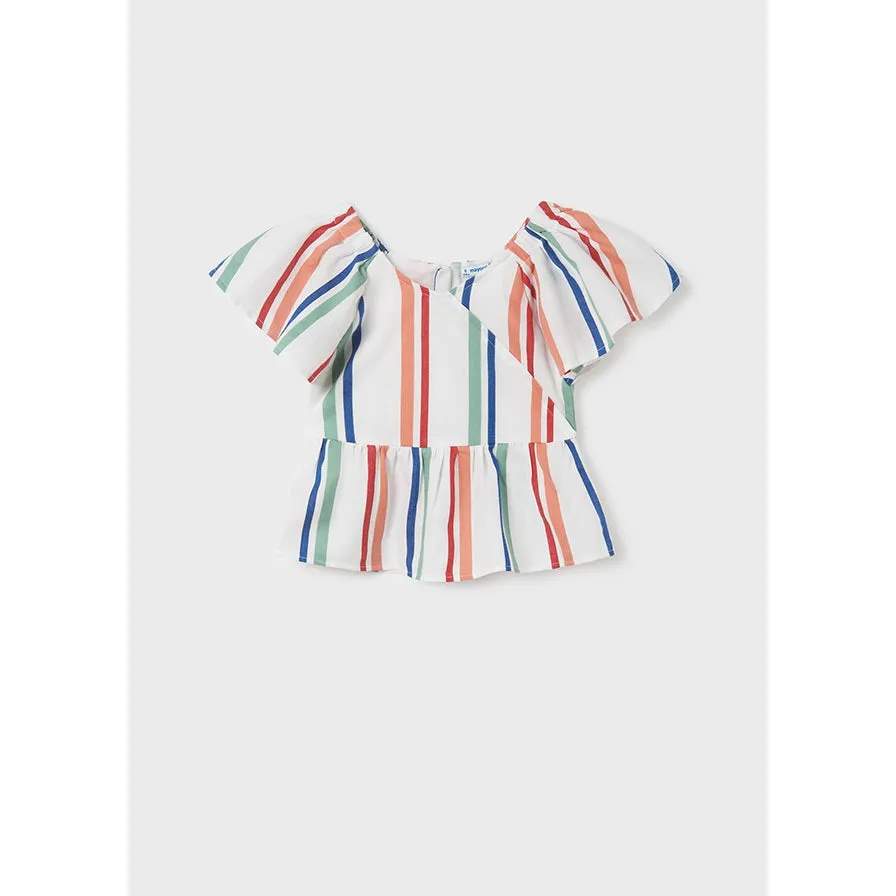 Mayoral Striped Short Sleeve Blouse