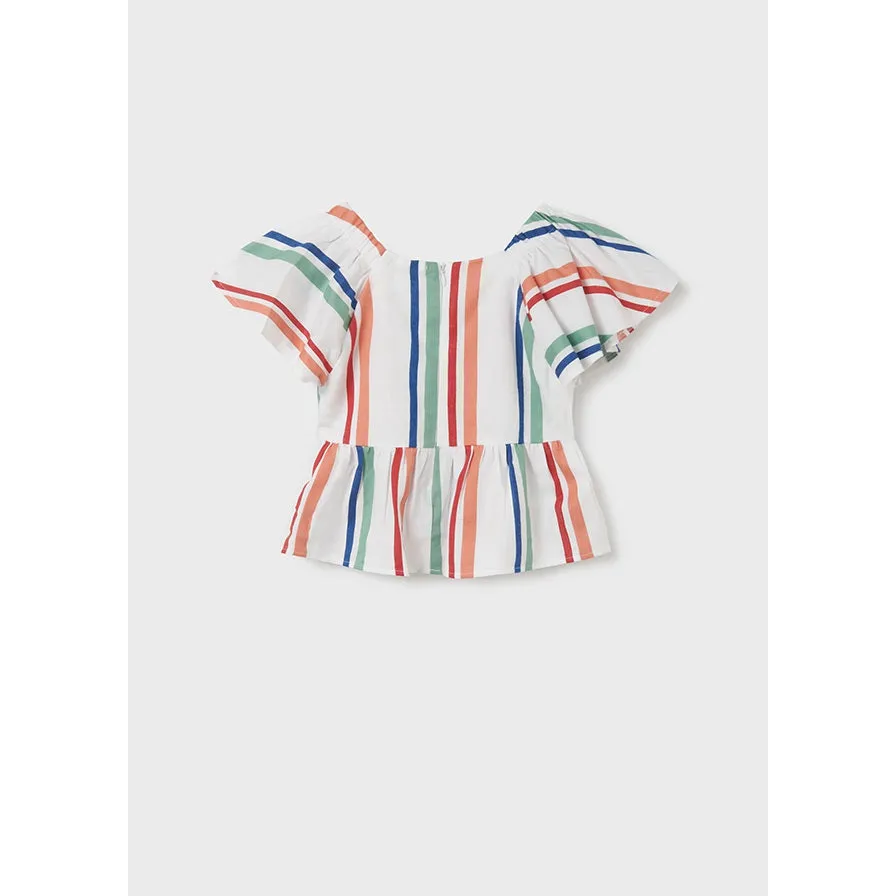 Mayoral Striped Short Sleeve Blouse