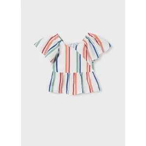 Mayoral Striped Short Sleeve Blouse