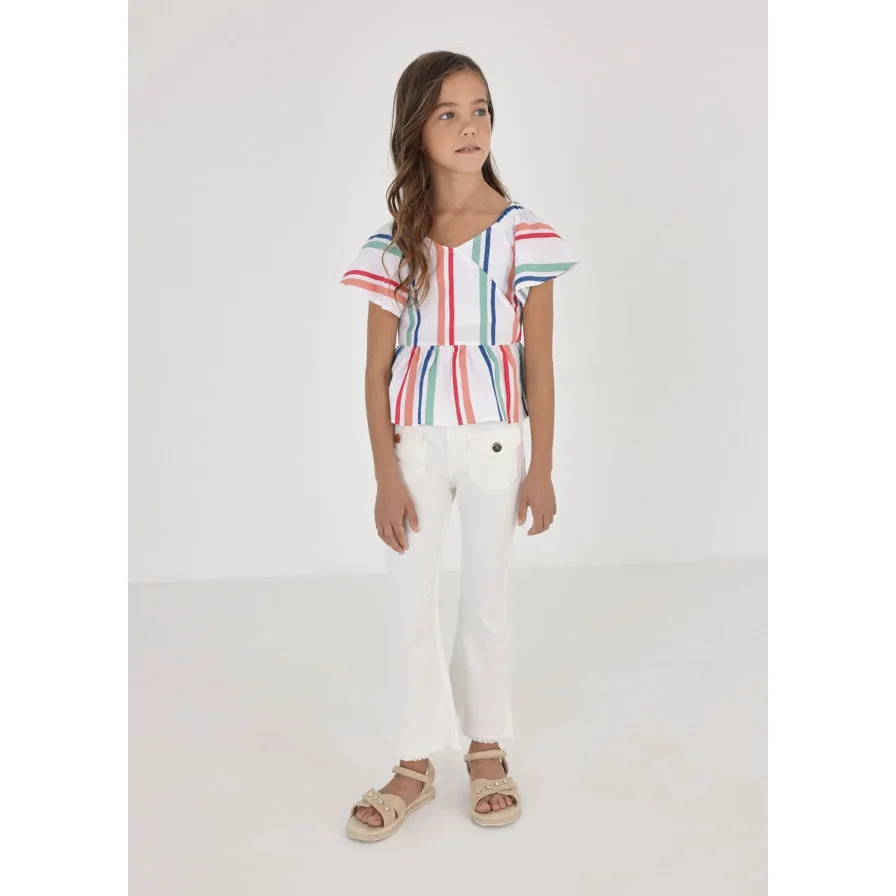 Mayoral Striped Short Sleeve Blouse