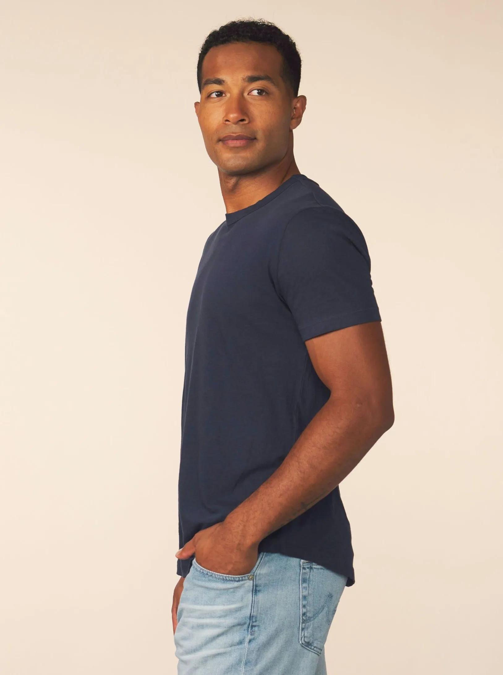 men’s cotton cashmere tee - pacific