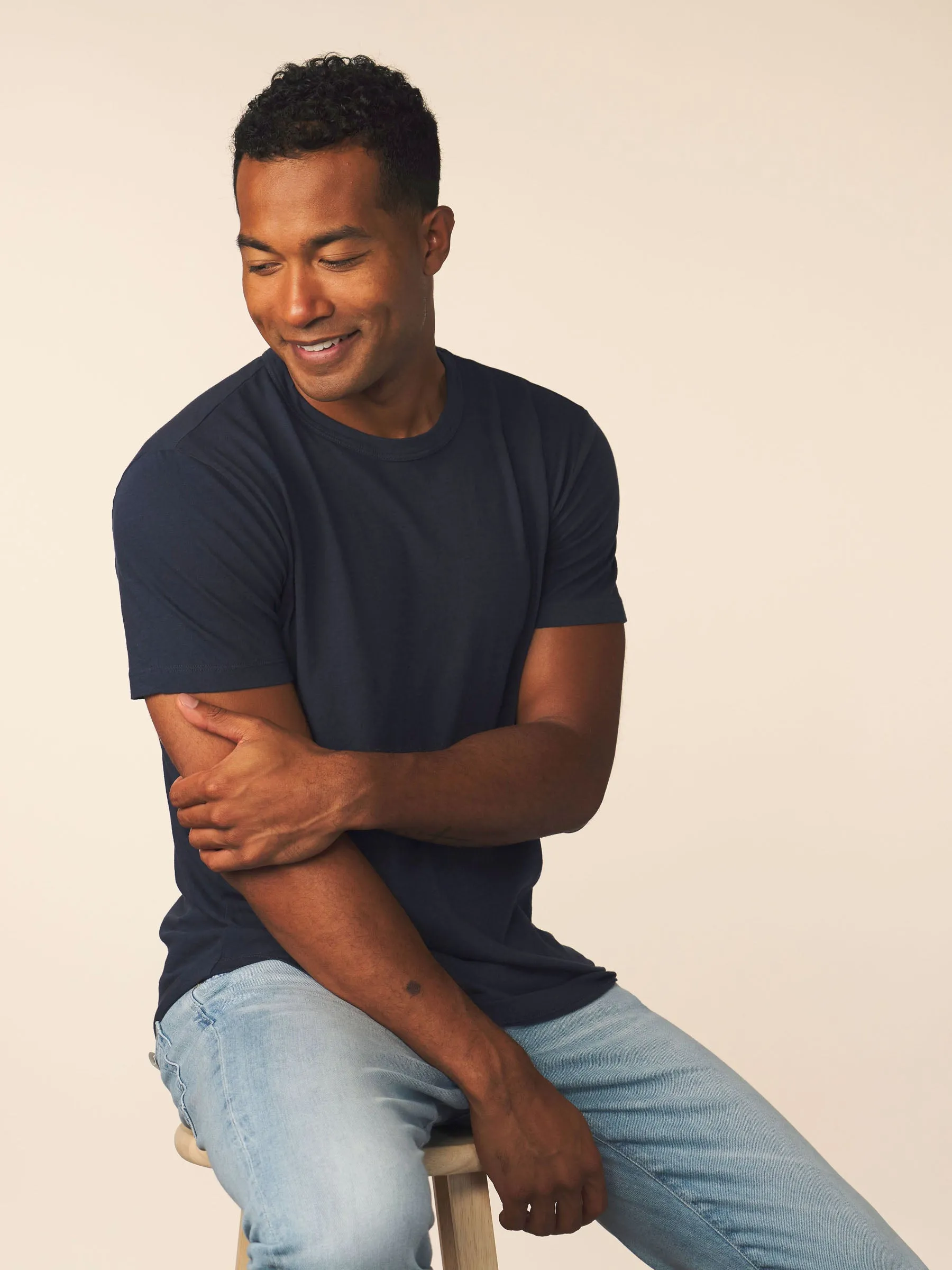 men’s cotton cashmere tee - pacific