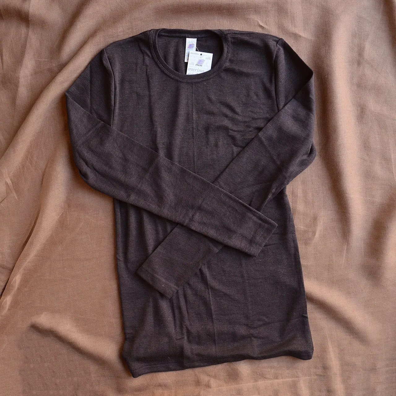 Men's Organic Merino/Silk Long Sleeve Top - Coffee (S-L) *Limited Edition