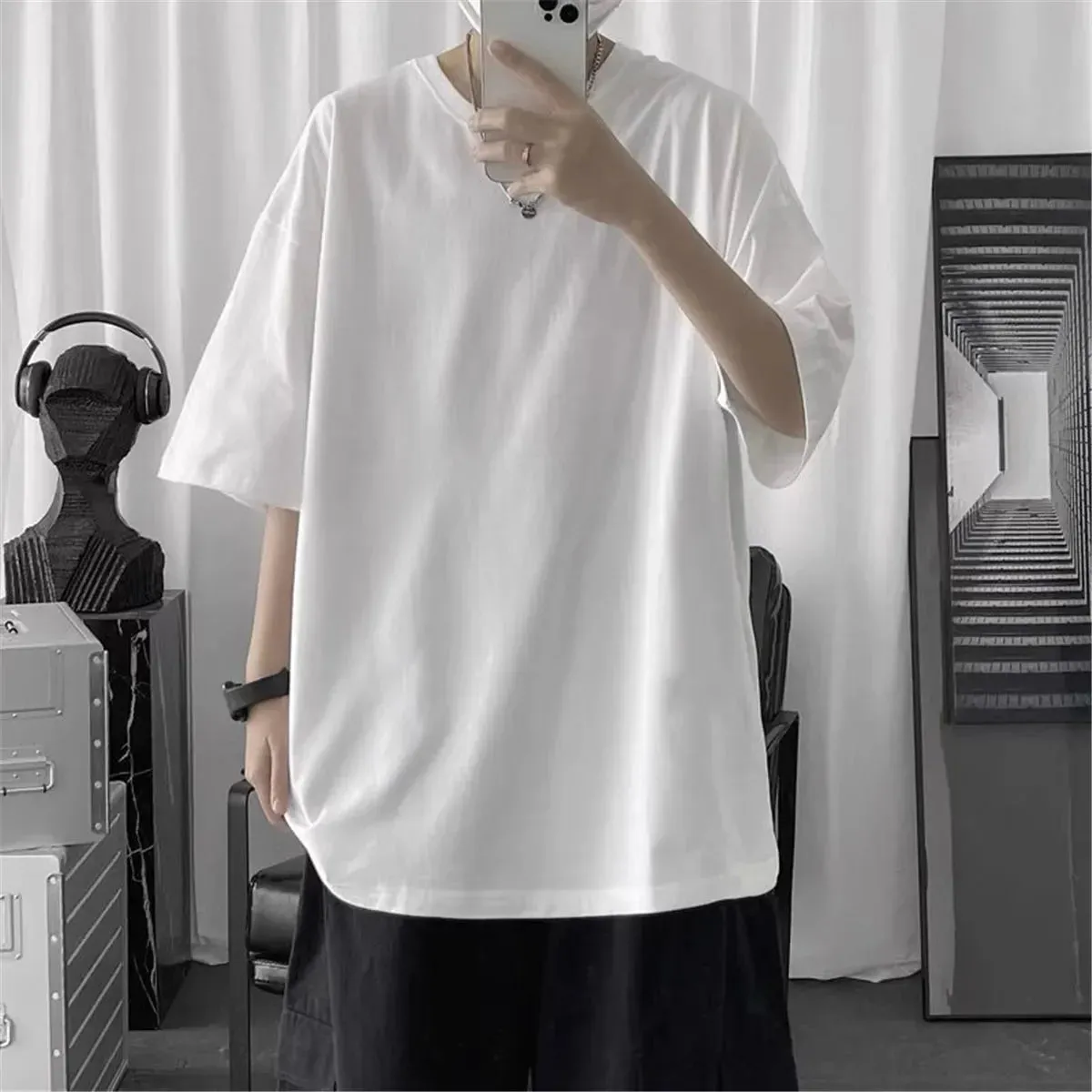 Men's Solid Hip-Hop Top Short Sleeve T Shirts