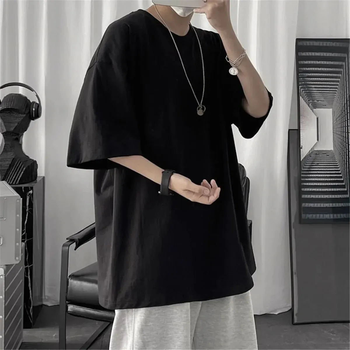 Men's Solid Hip-Hop Top Short Sleeve T Shirts