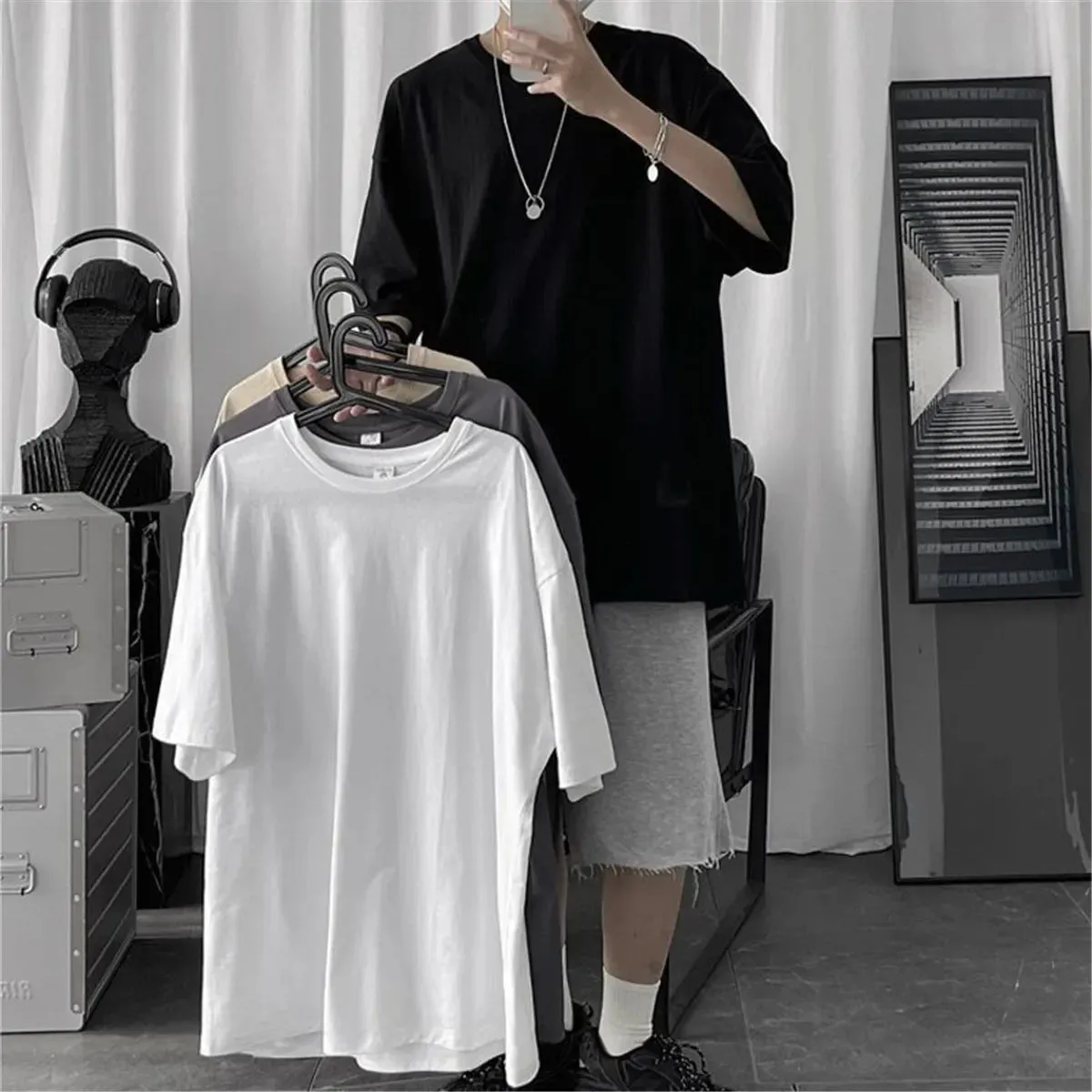 Men's Solid Hip-Hop Top Short Sleeve T Shirts