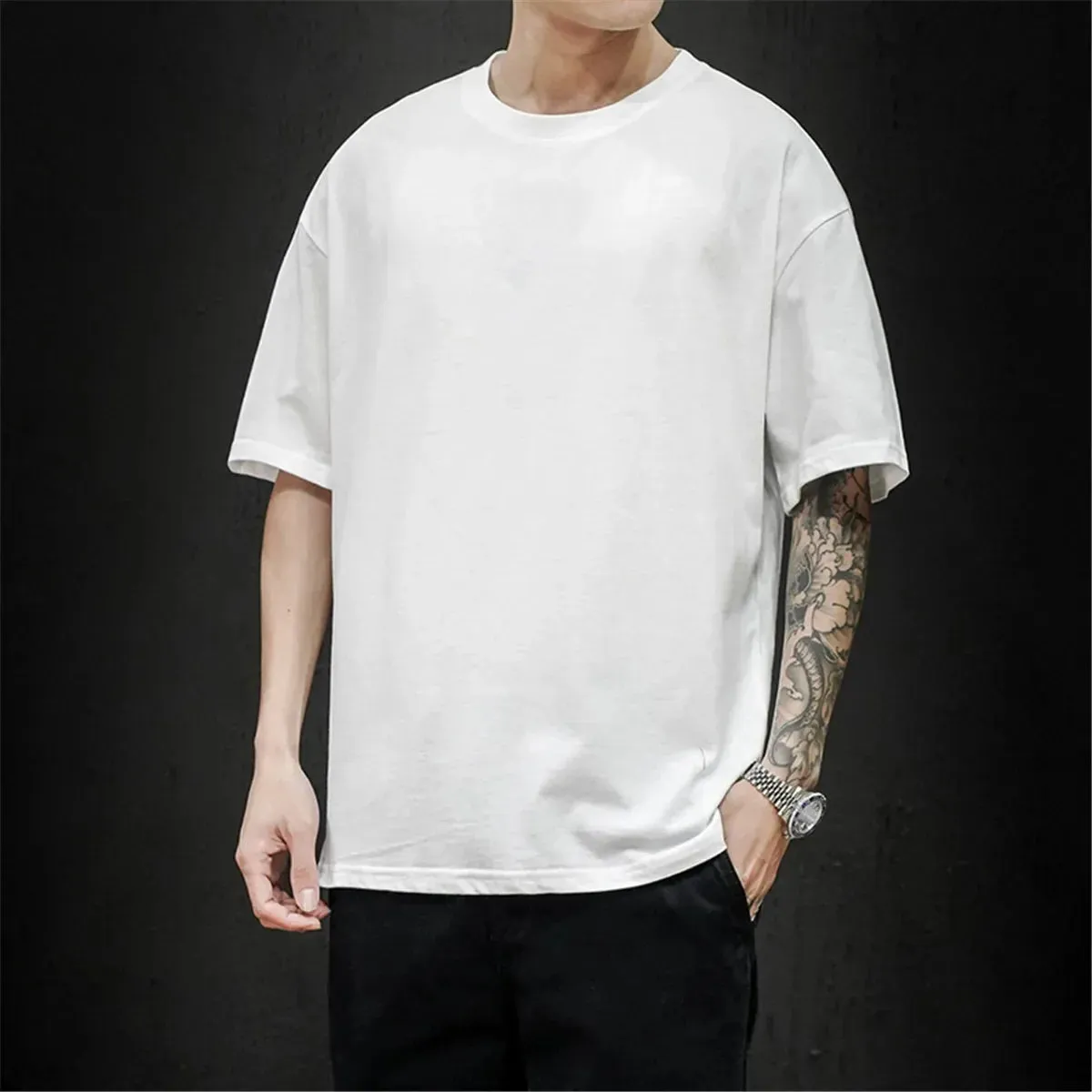 Men's Solid Hip-Hop Top Short Sleeve T Shirts
