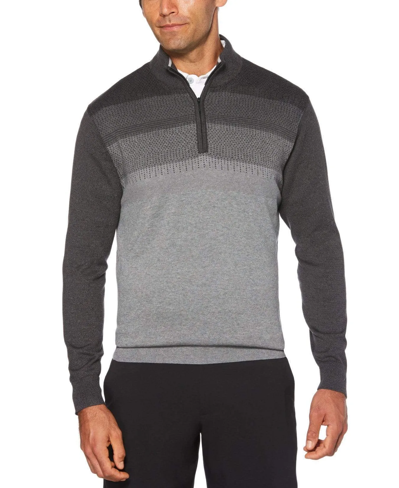 Mens Thermal Ombre Jacquard 1/4 Zip Sweater