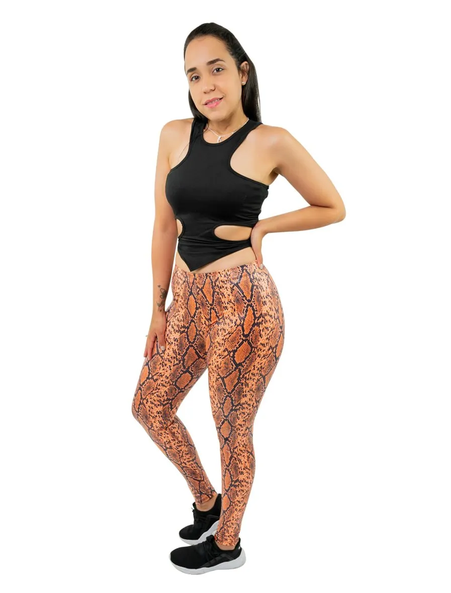 Mid Waist Snakeskin Leggings