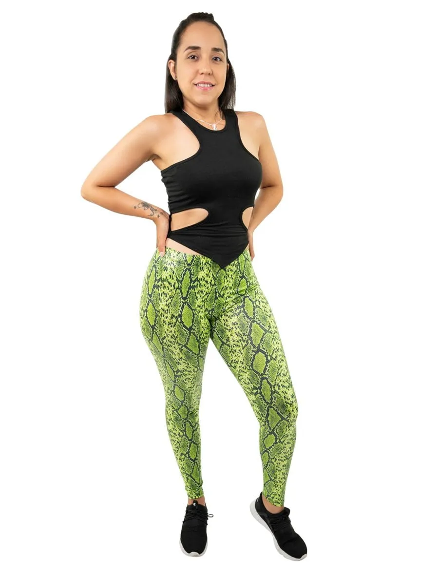 Mid Waist Snakeskin Leggings
