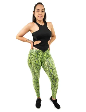 Mid Waist Snakeskin Leggings