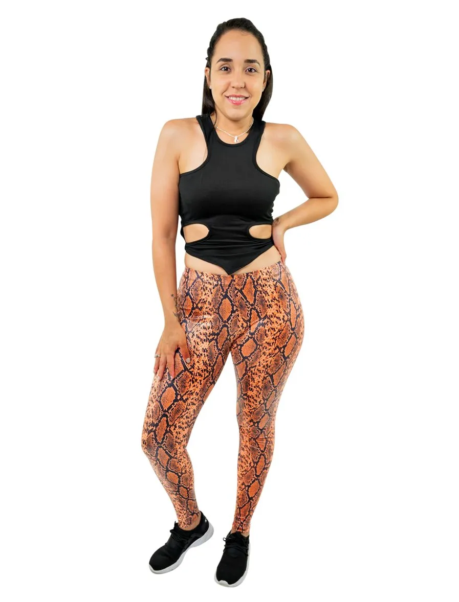 Mid Waist Snakeskin Leggings